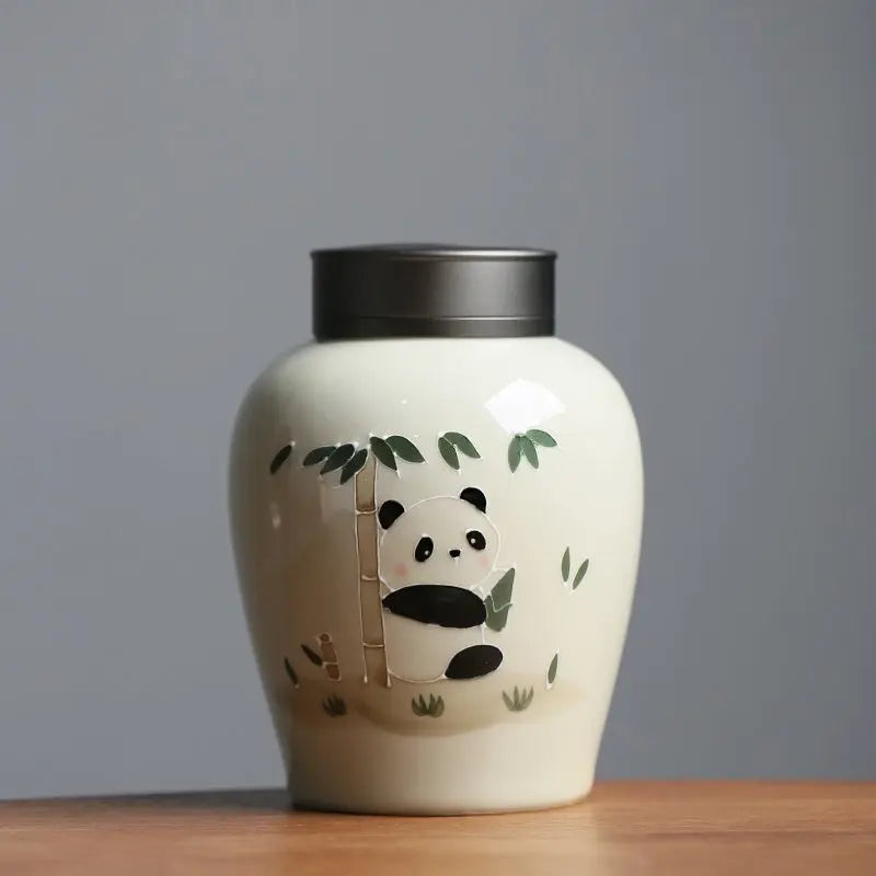 Pot à Thé Panda Peint Main – Bocal Hermétique Céramique Chinoise Dropshipman