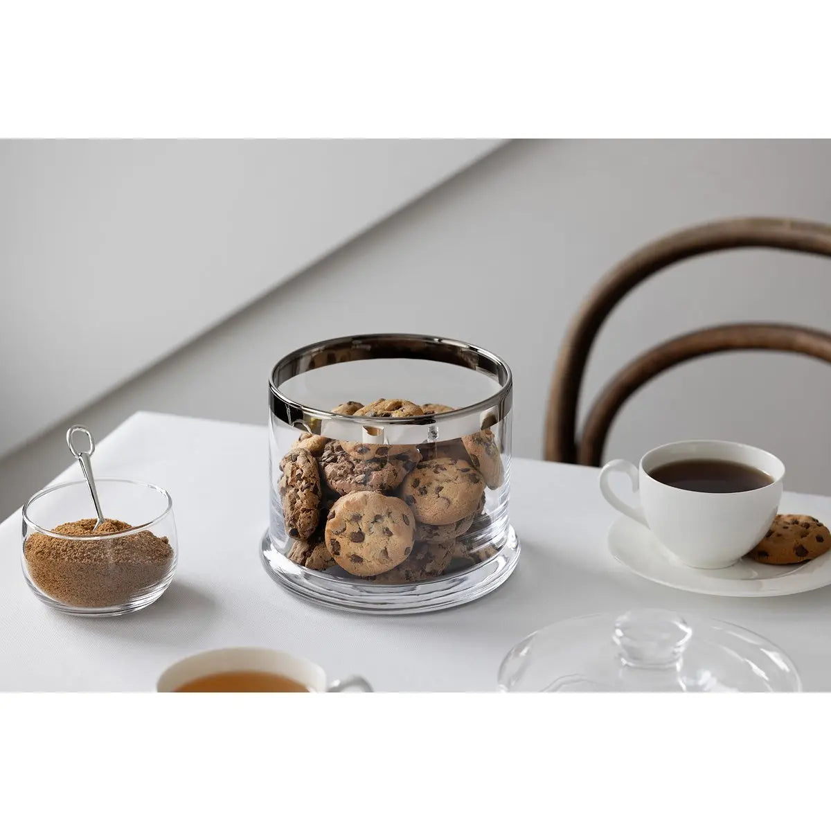 Pot à confiture EDZARD Jago avec soucoupe et cuillère, métal argenté, hauteur 10 cm, ø 14 cm, verre ø 10 cm EDZARD-SHOP.com
