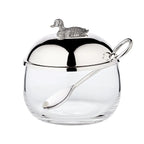 Pot à confiture EDZARD canard avec cuillère, noble argenté, hauteur 10 cm, diamètre 10 cm EDZARD-SHOP.com