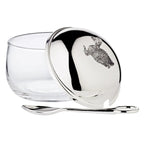 Pot à confiture EDZARD canard avec cuillère, noble argenté, hauteur 10 cm, diamètre 10 cm EDZARD-SHOP.com