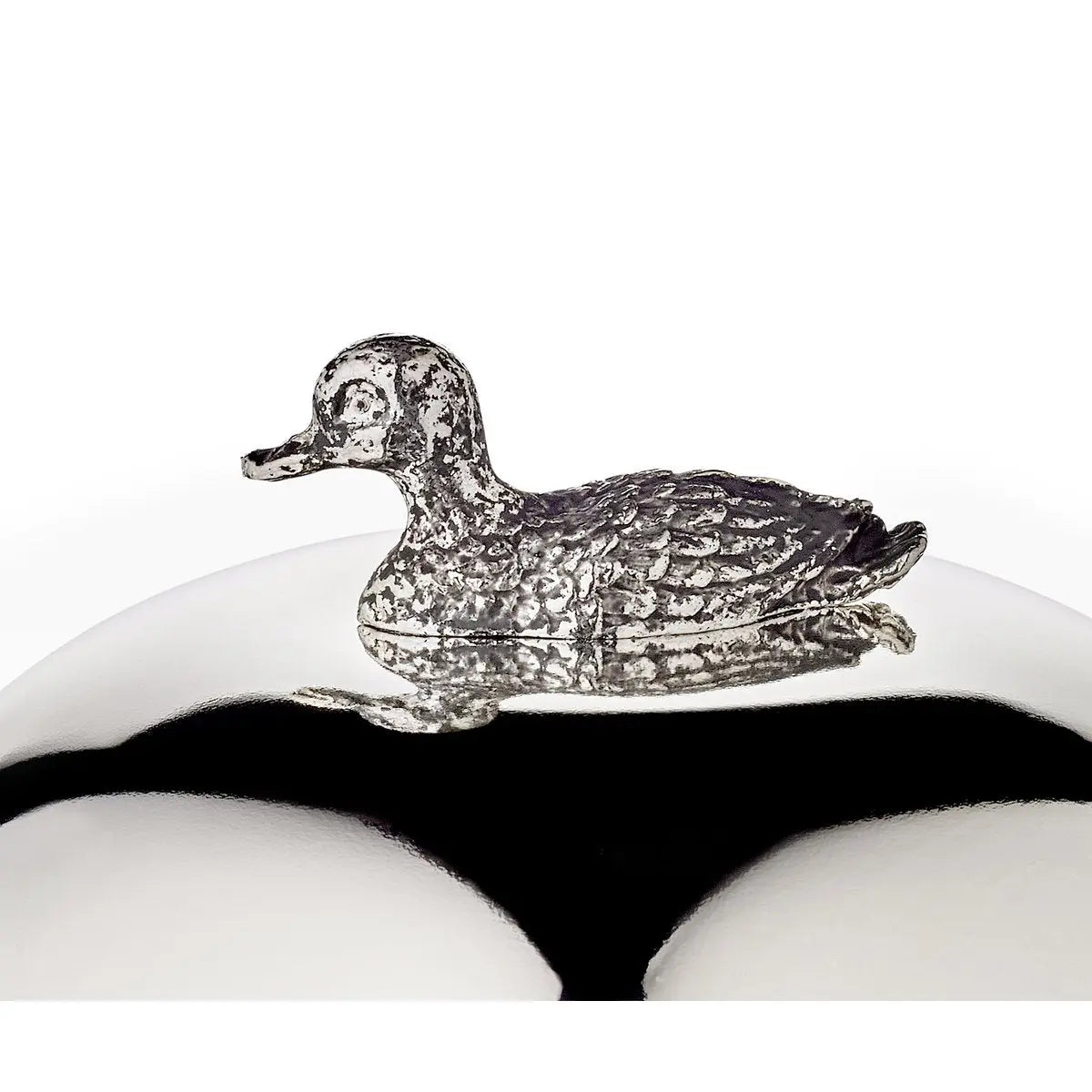 Pot à confiture EDZARD canard avec cuillère, noble argenté, hauteur 10 cm, diamètre 10 cm EDZARD-SHOP.com