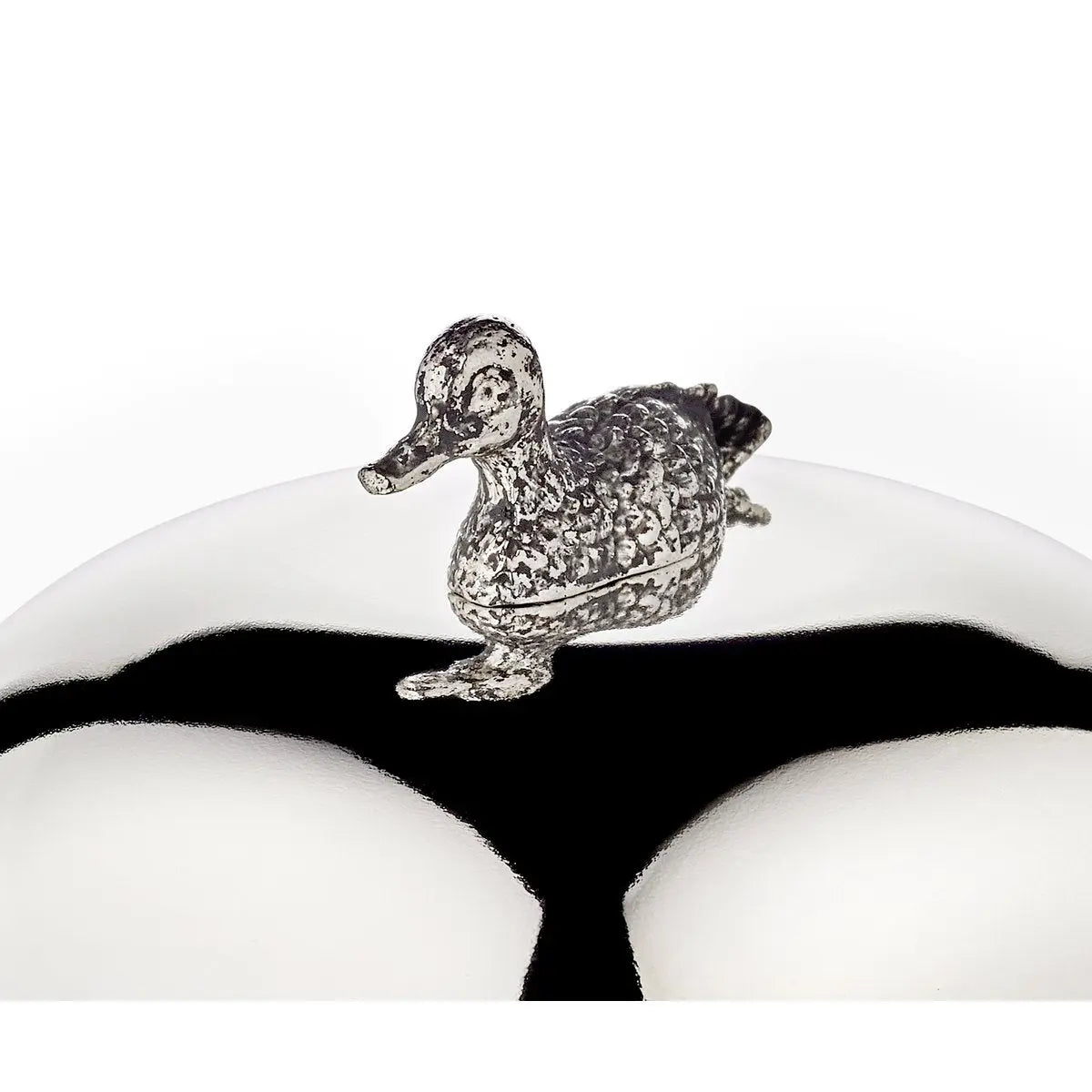 Pot à confiture EDZARD canard avec cuillère, noble argenté, hauteur 10 cm, diamètre 10 cm EDZARD-SHOP.com