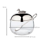 Pot à confiture EDZARD canard avec cuillère, noble argenté, hauteur 10 cm, diamètre 10 cm EDZARD-SHOP.com