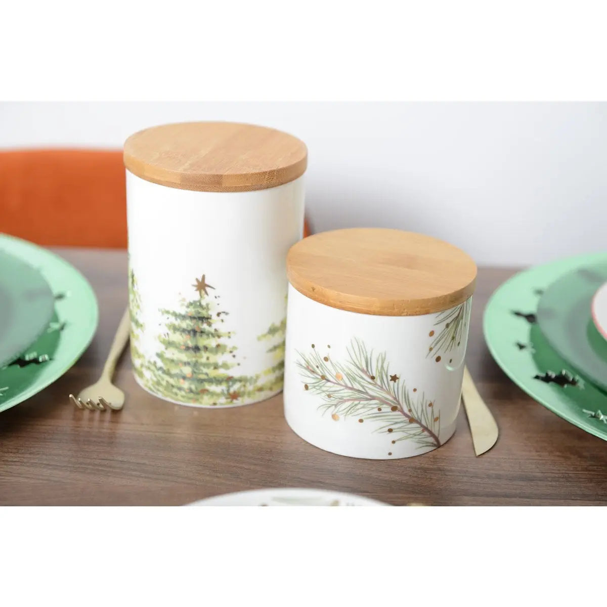 Pot avec couvercle en bois 10x10x9.4 AULICA