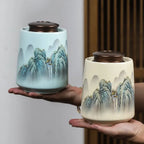 Pot céramique haut de gamme  thé noir vert – Pot luxe peinture paysage Dropshipman