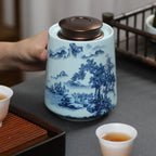 Pot céramique haut de gamme  thé noir vert – Pot luxe peinture paysage Dropshipman
