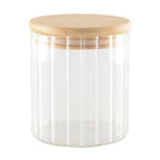 Pot de rangement en verre et couvercle en bois 9x9x10cm AULICA
