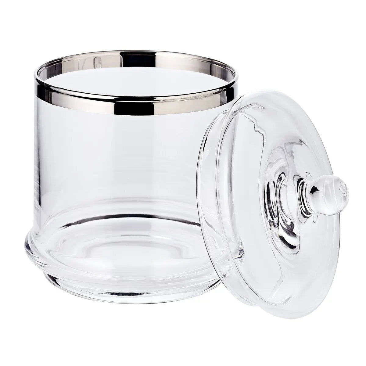 Pot en verre Lia (H 12 cm, ø 13 cm), verre cristal soufflé à la bouche avec un bord en platine EDZARD-SHOP.com