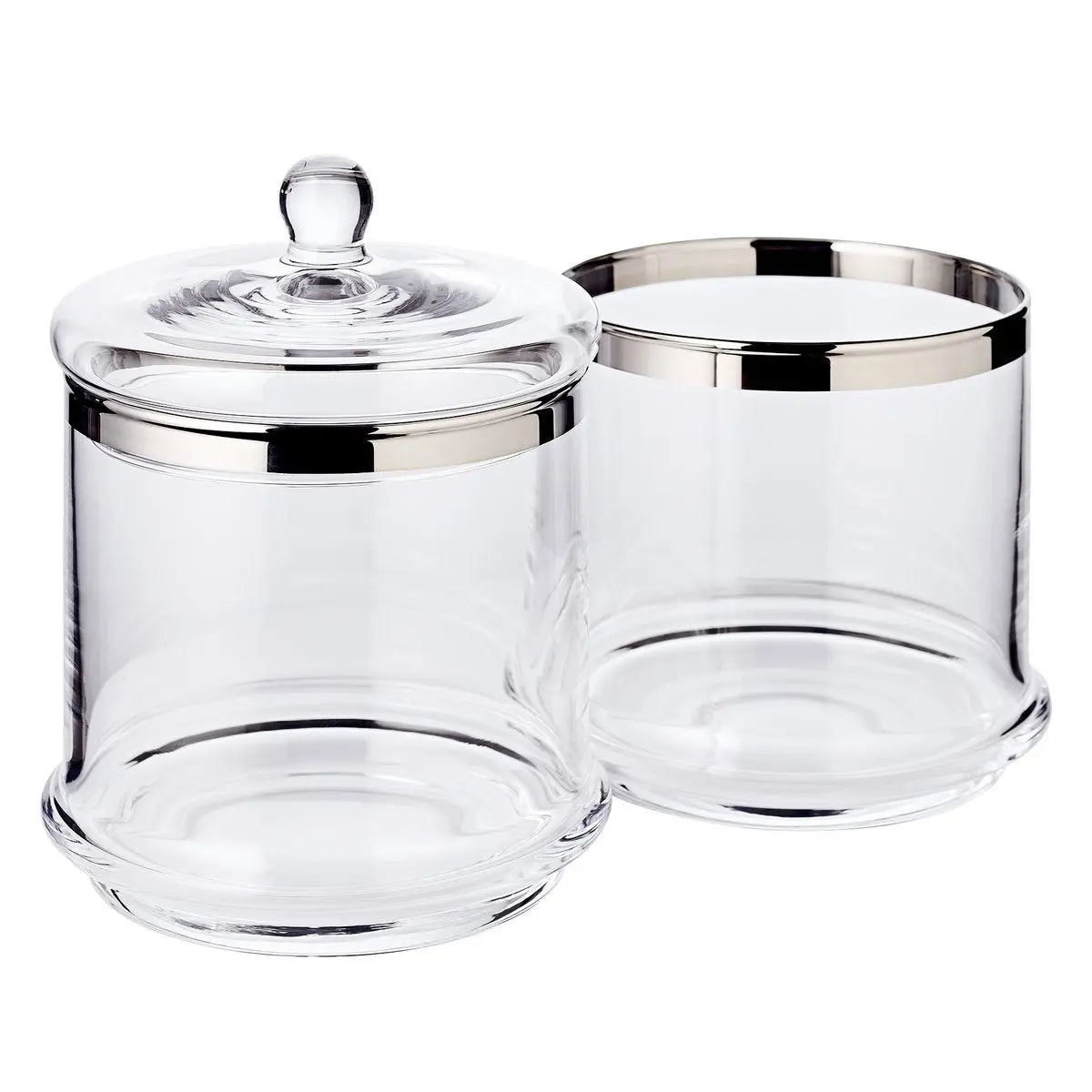 Pot en verre Lia (H 12 cm, ø 13 cm), verre cristal soufflé à la bouche avec un bord en platine EDZARD-SHOP.com