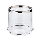 Pot en verre Lia (H 29 cm, ø 14 cm), avec un couvercle en cristal soufflé à la bouche avec un bord en platine EDZARD-SHOP.com