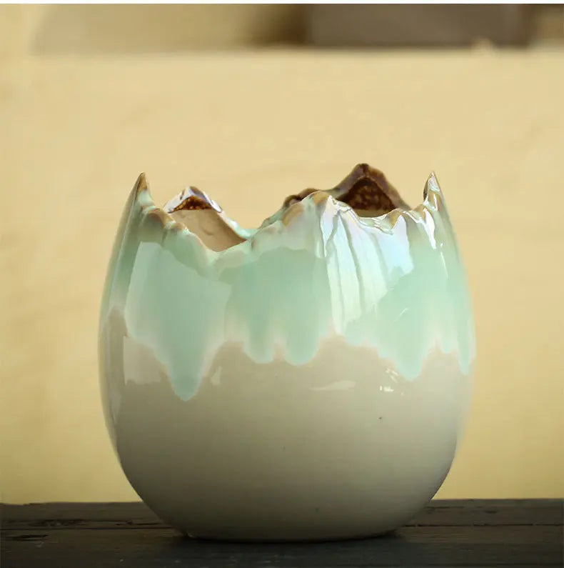 Pot fleurs céramique hydroponique – Hydrocotyle non poreux glaçure coulante Dropshipman