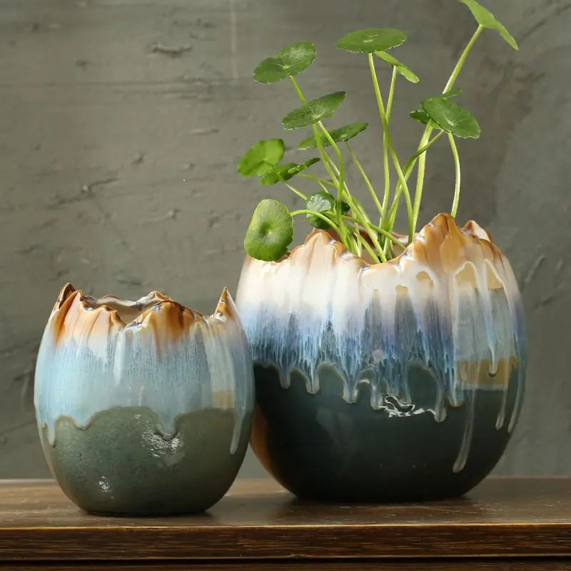 Pot fleurs céramique hydroponique – Hydrocotyle non poreux glaçure coulante Dropshipman