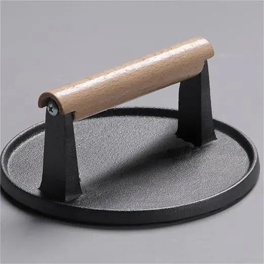 Presse viande fonte steak barbecue – Plaque pressage rond ustensile BBQ professionnel Dropshipman