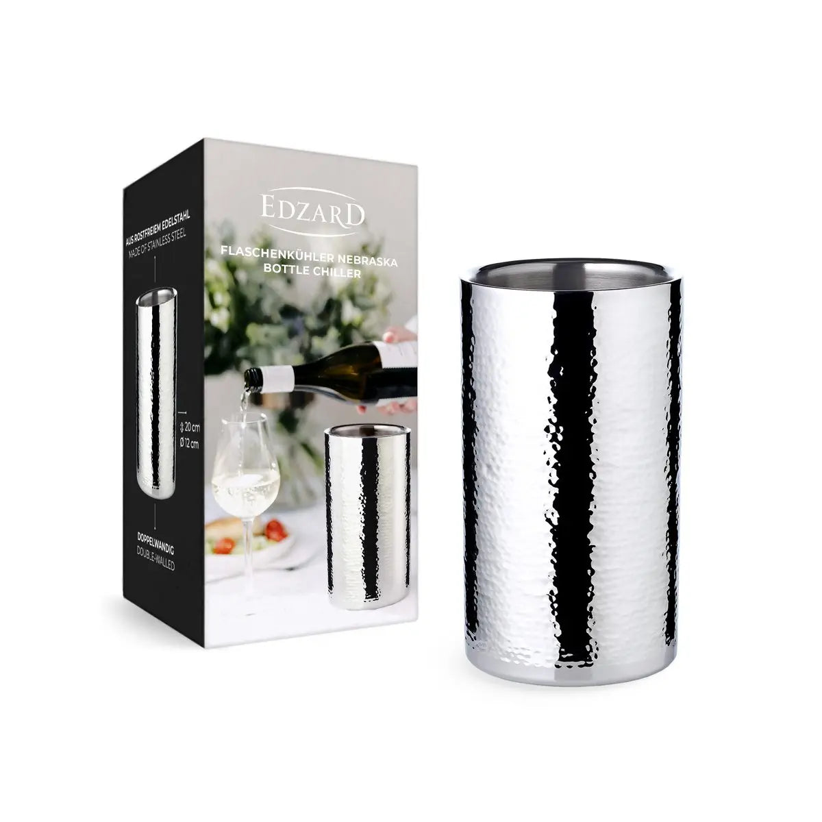 Rafraichisseur de bouteilles Nebraska (H 20 cm, Ø 12 cm), finement martelé EDZARD-SHOP.com