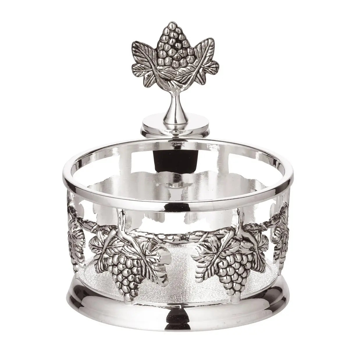 Raisins EDZARD sous-verre, avec bouchon de bouteille, argenté, diamètre 9 cm, hauteur 10 cm EDZARD-SHOP.com