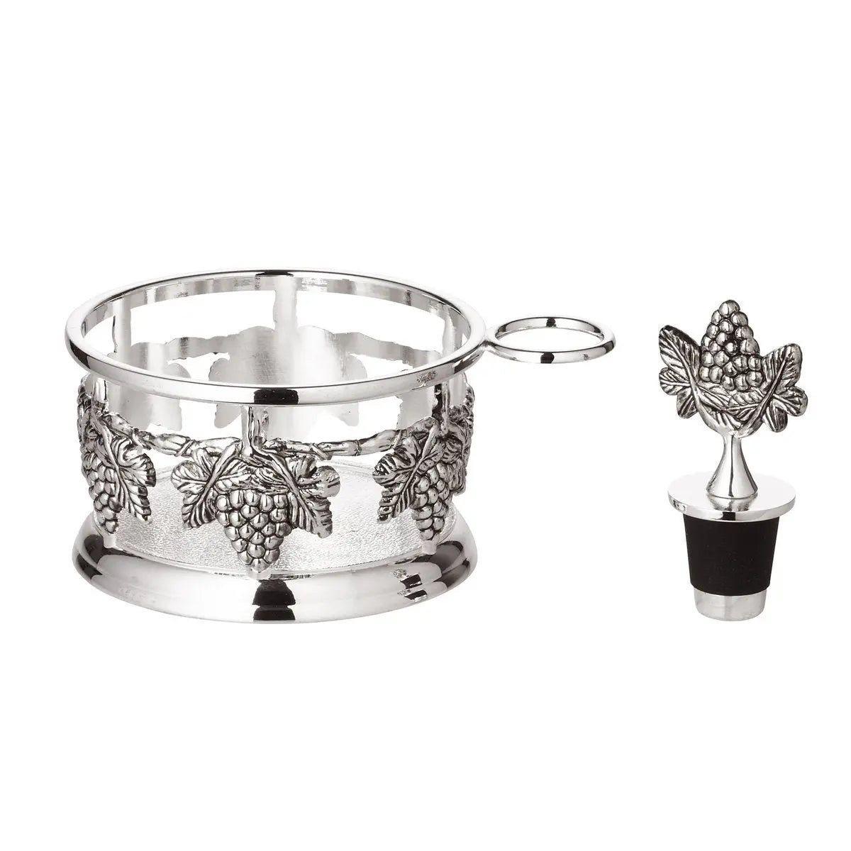Raisins EDZARD sous-verre, avec bouchon de bouteille, argenté, diamètre 9 cm, hauteur 10 cm EDZARD-SHOP.com