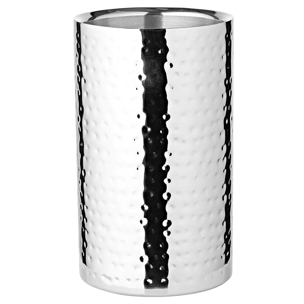 Refroidisseur de bouteilles EDZARD Nebraska, acier inoxydable martelé, poli, double paroi, hauteur 20 cm, ø 12 cm EDZARD-SHOP.com