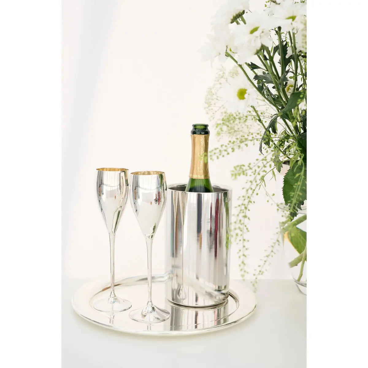 Refroidisseur de bouteilles EDZARD Nebraska, double paroi, acier inoxydable poli, hauteur 20 cm, diamètre 12 cm EDZARD-SHOP.com