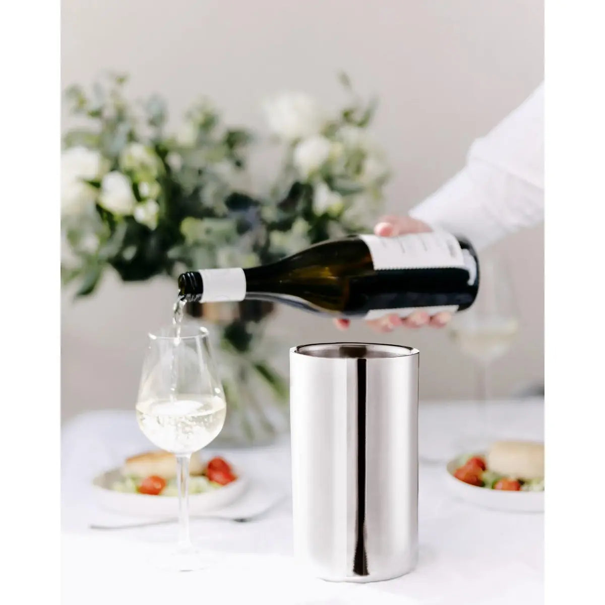 Refroidisseur de bouteilles EDZARD Nebraska, double paroi, acier inoxydable poli, hauteur 20 cm, diamètre 12 cm EDZARD-SHOP.com