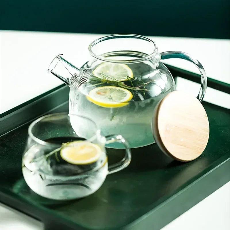 1.8L Transparent Borosilicate Glass Teapot Heat-Resistant Large Clear Tea Pot  Flower Tea Set Puer Kettle Cup Office Home Tool Dropshipman