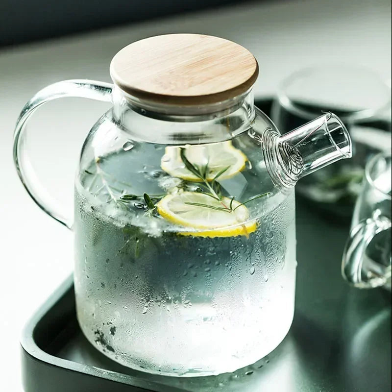 1.8L Transparent Borosilicate Glass Teapot Heat-Resistant Large Clear Tea Pot  Flower Tea Set Puer Kettle Cup Office Home Tool Dropshipman