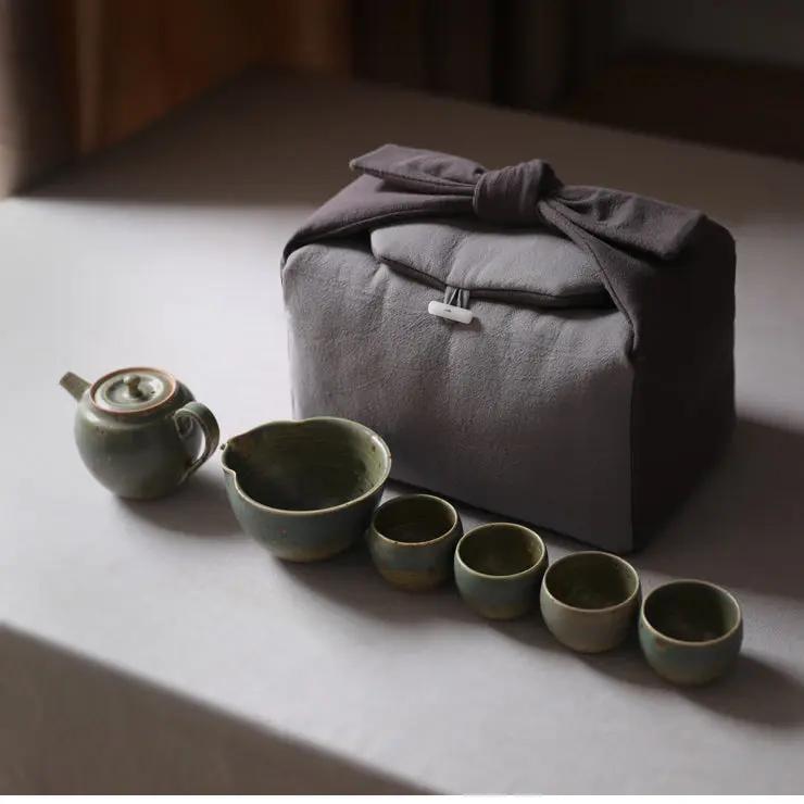 Sac Rangement Service Thé – Pochette Stockage Tissu Chinois Fait Main Dropshipman