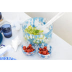 Saladier bleu et blanc en verre 24.5x24.5x12.5cm AULICA