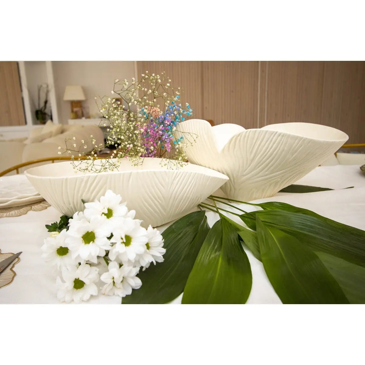 Saladier en céramique mat beige 38.5x29x14.5cm AULICA