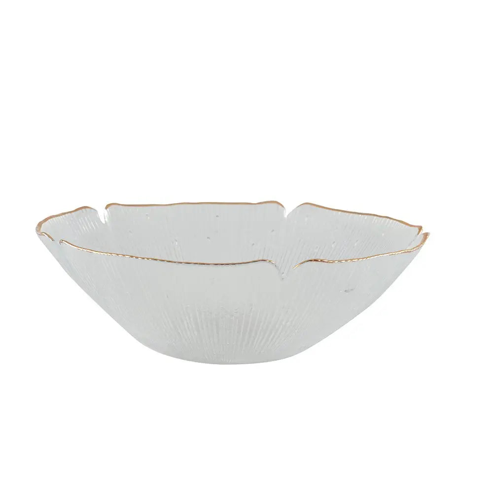 Saladier floral en verre avec bords dores 25cm AULICA