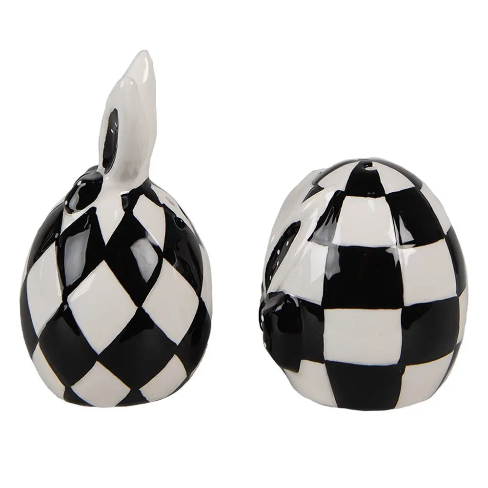 Salière et poivrière Lot de 2 Blanc Noir, Céramique Ø 5x9 / Ø 5x7 cm (2) Clayre & Eef.