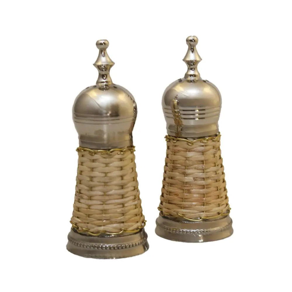 Salière et poivrière beige en osier AULICA