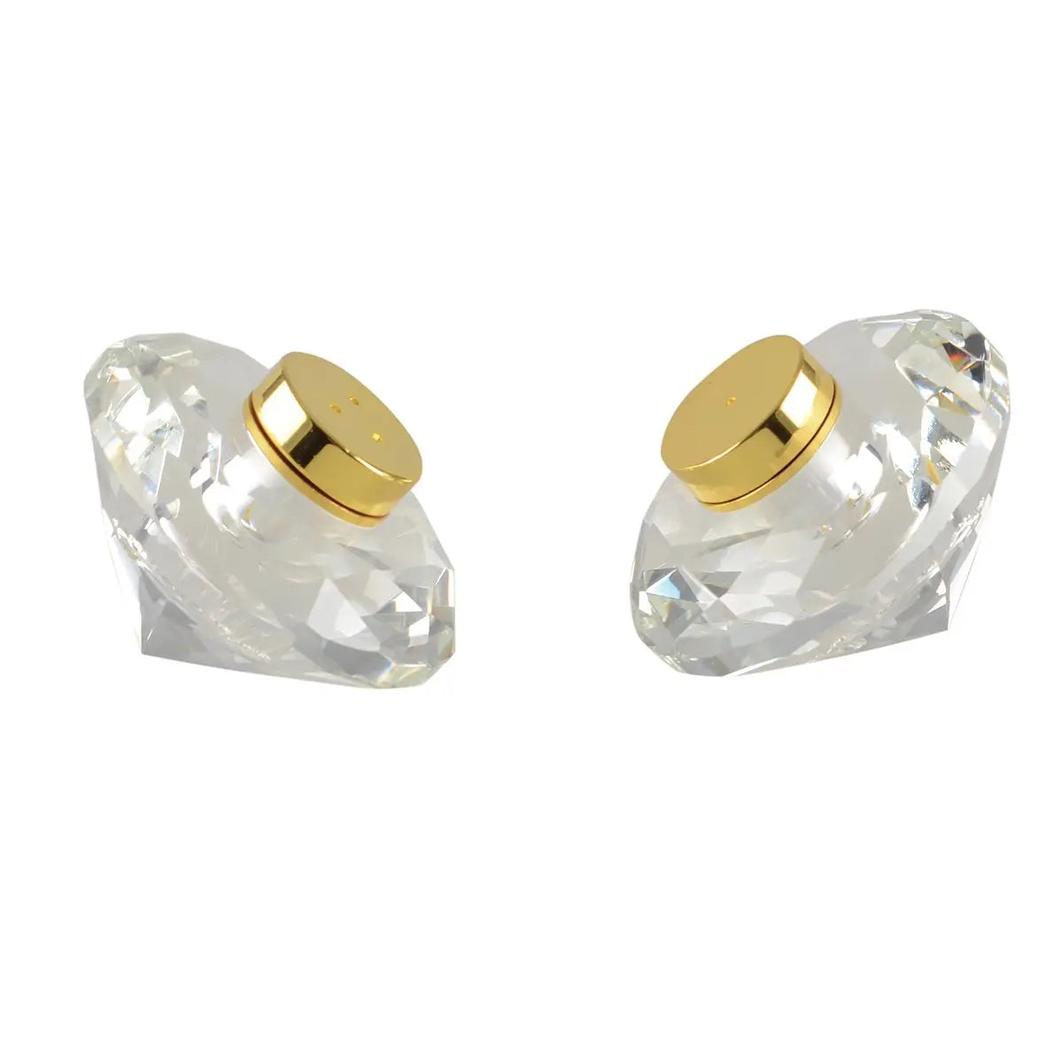 Salière et poivrière cristal 7 cm dore AULICA