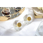 Salière et poivrière cristal 7 cm dore AULICA
