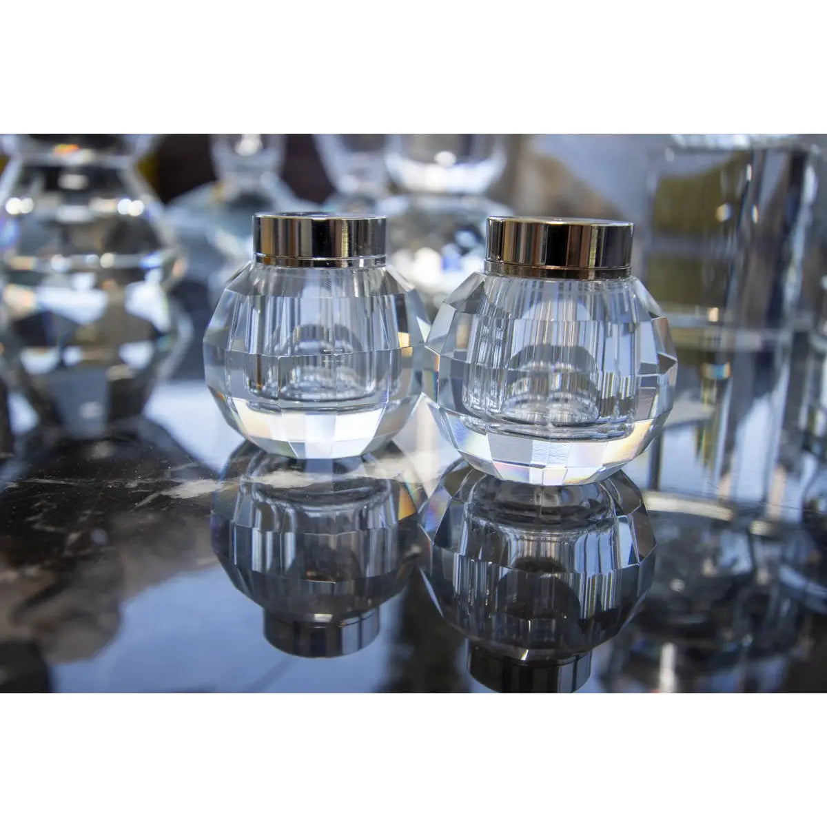 Salière et poivrière rondes façon cristal AULICA