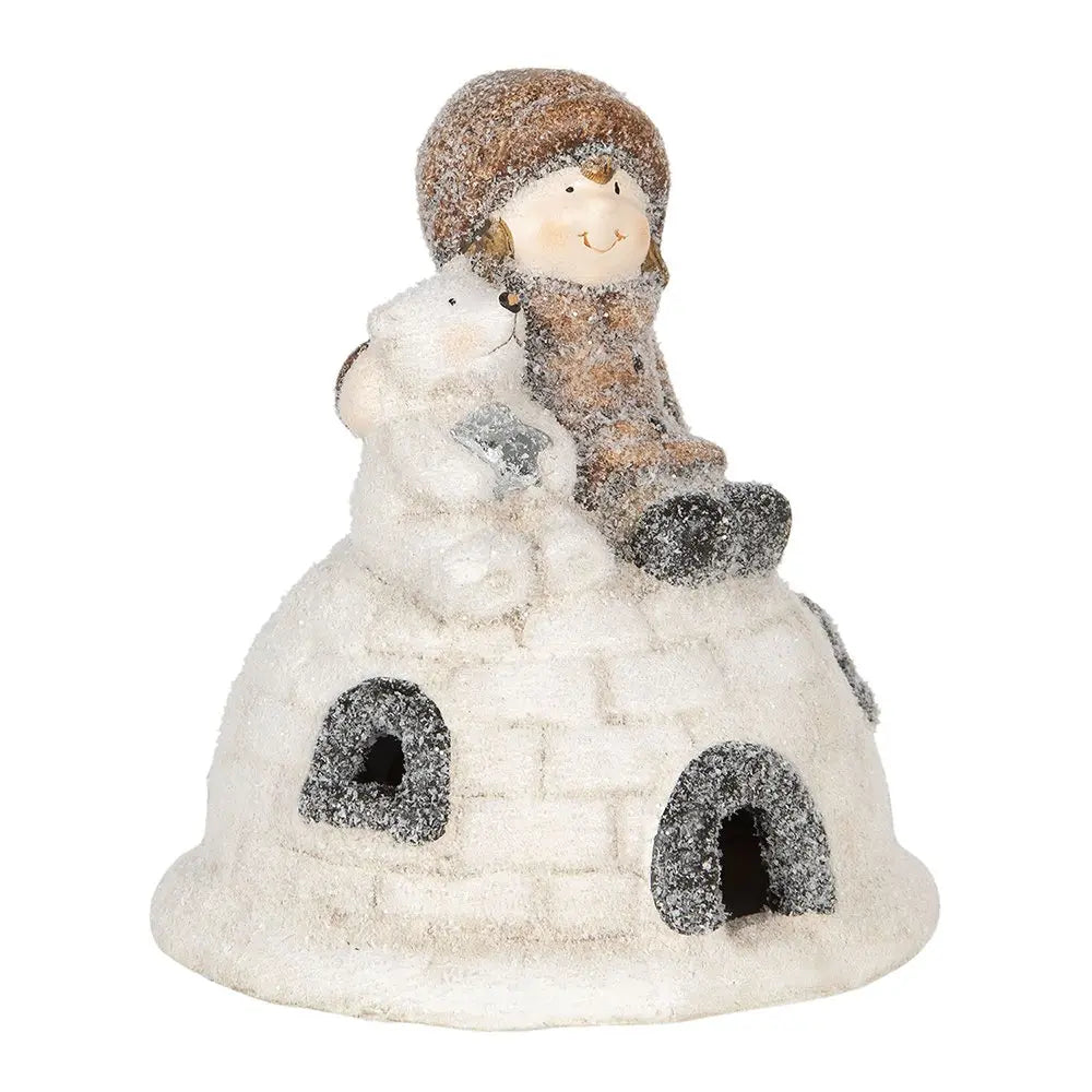 Sculpture Blanc Marron, Terre Cuite 14x14x16 cm Clayre & Eef.