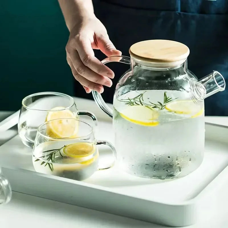 1.8L Transparent Borosilicate Glass Teapot Heat-Resistant Large Clear Tea Pot  Flower Tea Set Puer Kettle Cup Office Home Tool Dropshipman
