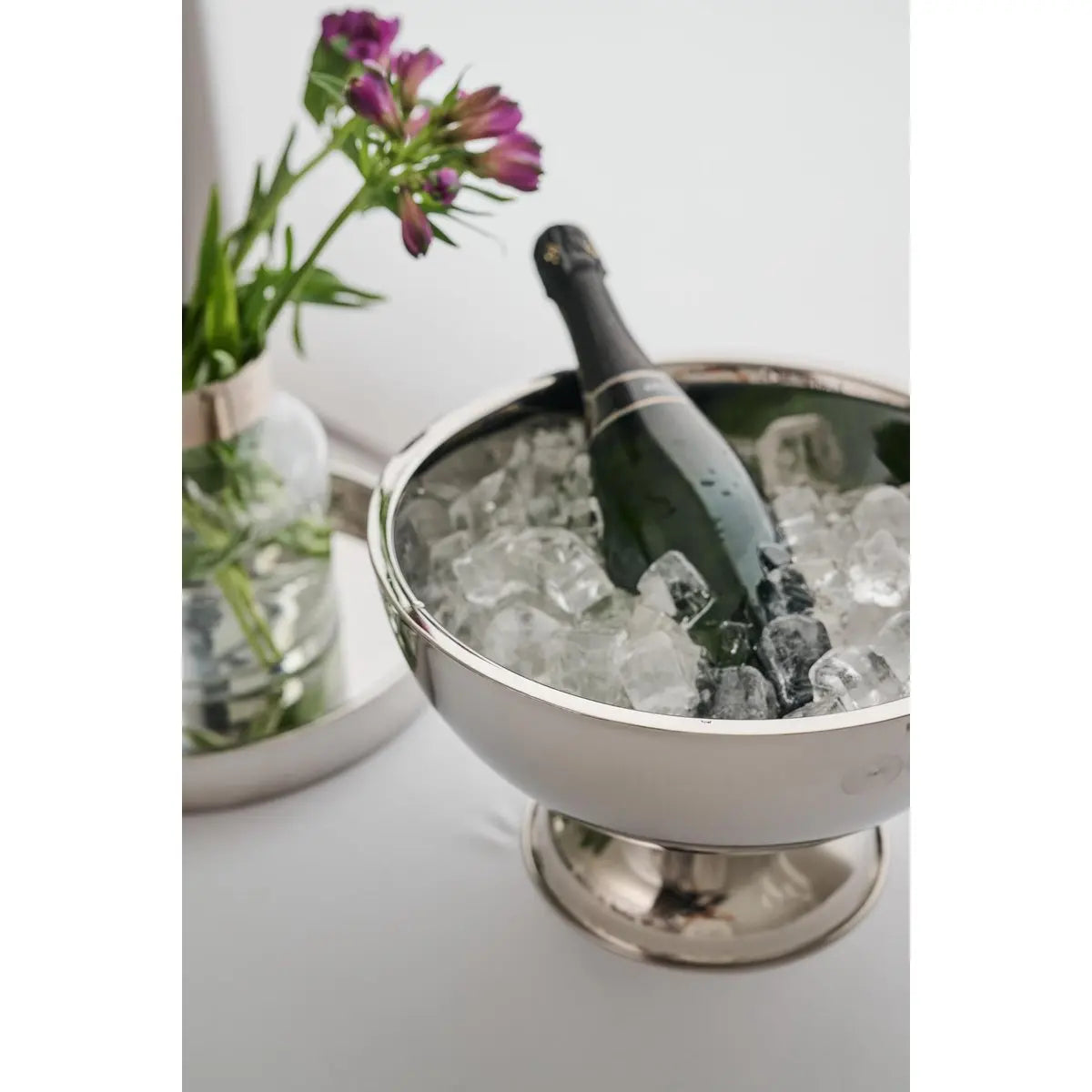 Seau à champagne EDZARD Cadiz, double paroi, acier inoxydable poli, intérieur martelé, ø 32 cm, H 21 cm EDZARD-SHOP.com