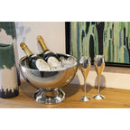 Seau à champagne EDZARD Cadiz, double paroi, acier inoxydable poli, intérieur martelé, ø 32 cm, H 21 cm EDZARD-SHOP.com