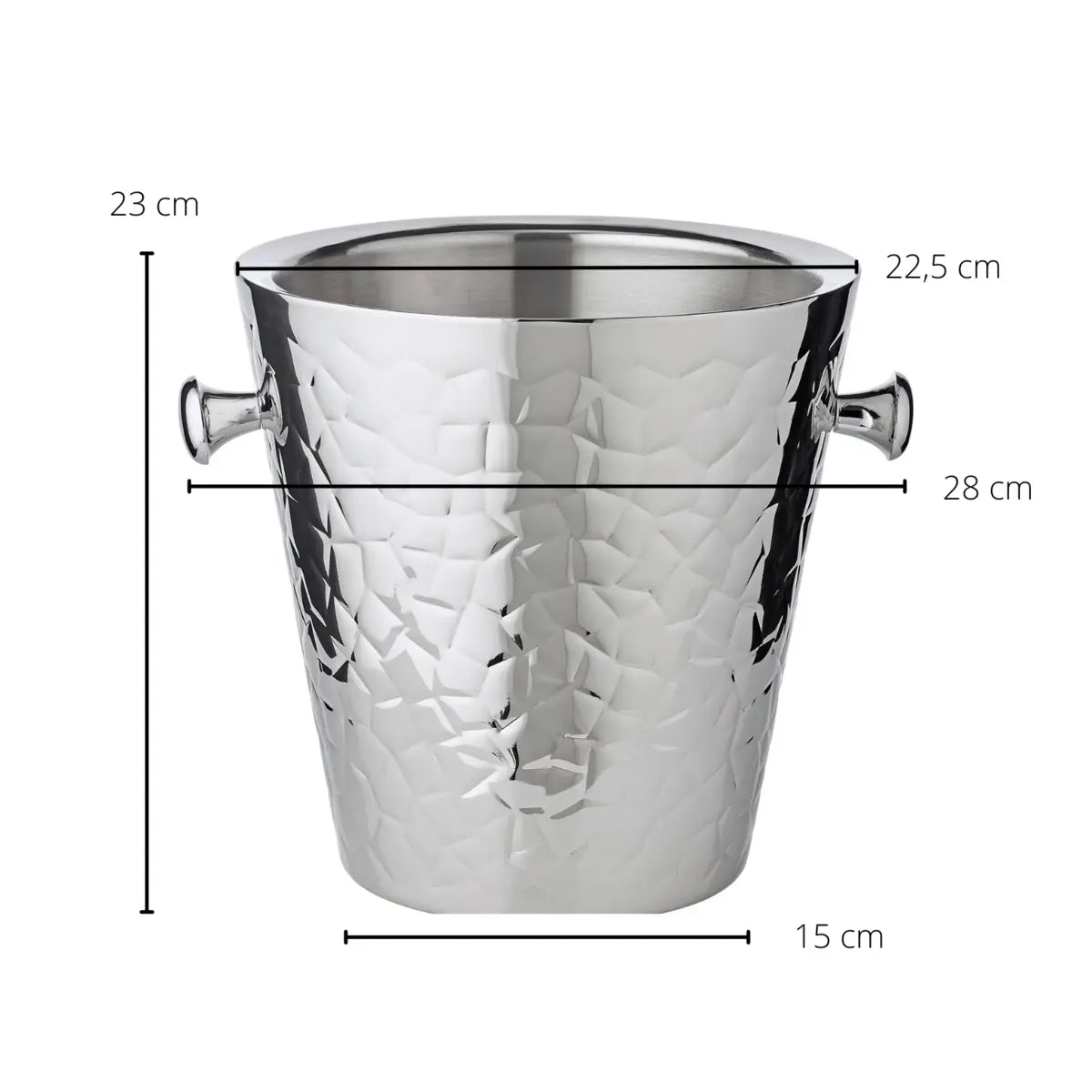 Seau à champagne EDZARD Capri avec poignées, acier inoxydable poli, motifs extérieurs, hauteur 23 cm, ø 22 cm EDZARD-SHOP.com