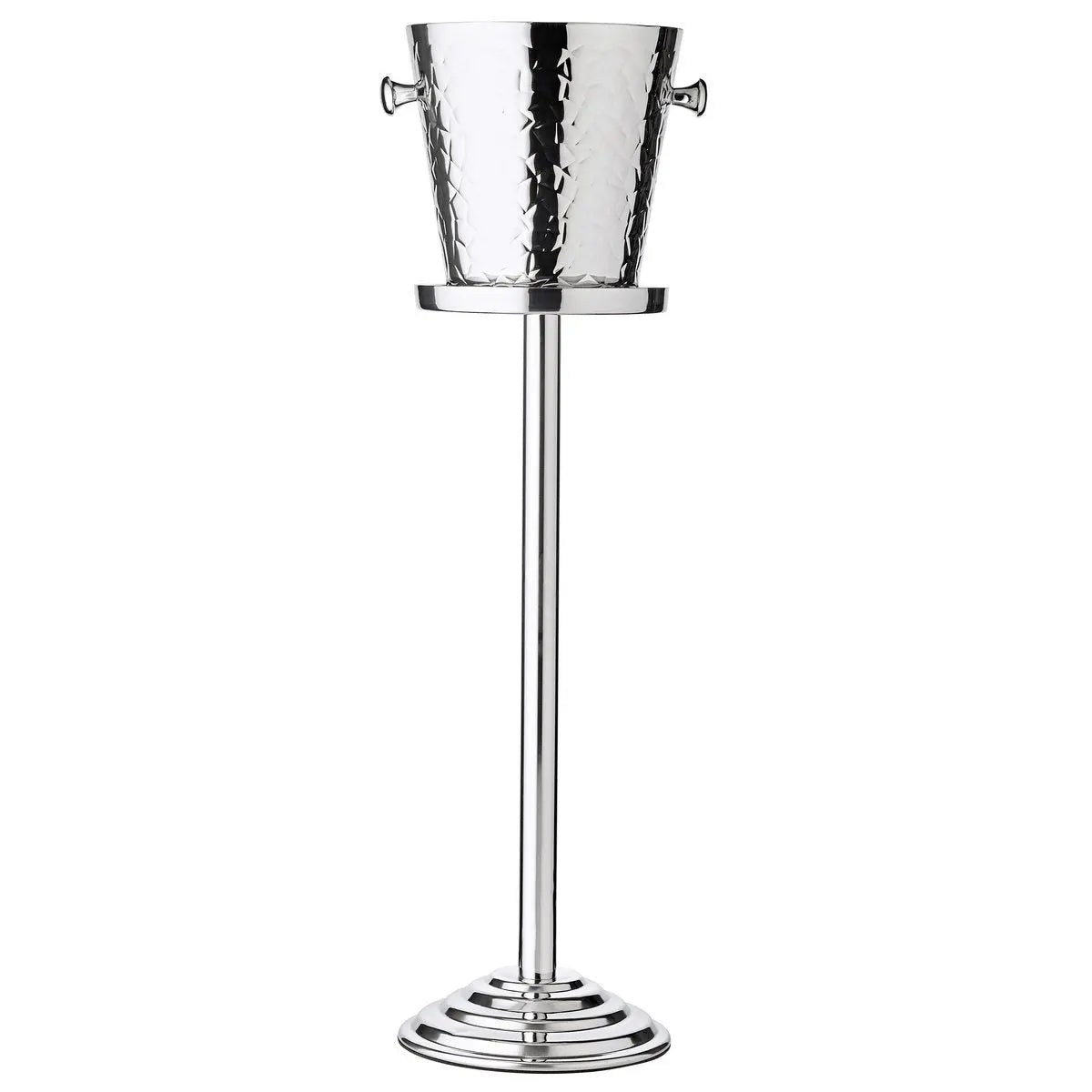 Seau à champagne EDZARD Capri avec support, acier inoxydable poli, motif extérieur, H 85 cm, glacière H 23 cm EDZARD-SHOP.com