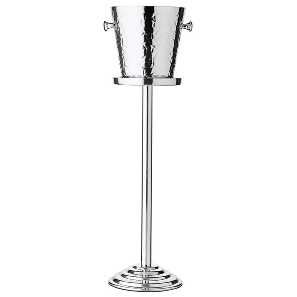 Seau à champagne EDZARD Capri avec support, acier inoxydable poli, motif extérieur, H 85 cm, glacière H 23 cm EDZARD-SHOP.com