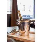 Seau à champagne EDZARD Joey avec poignées, acier inoxydable poli brillant, hauteur 23 cm, diamètre 21 cm EDZARD-SHOP.com