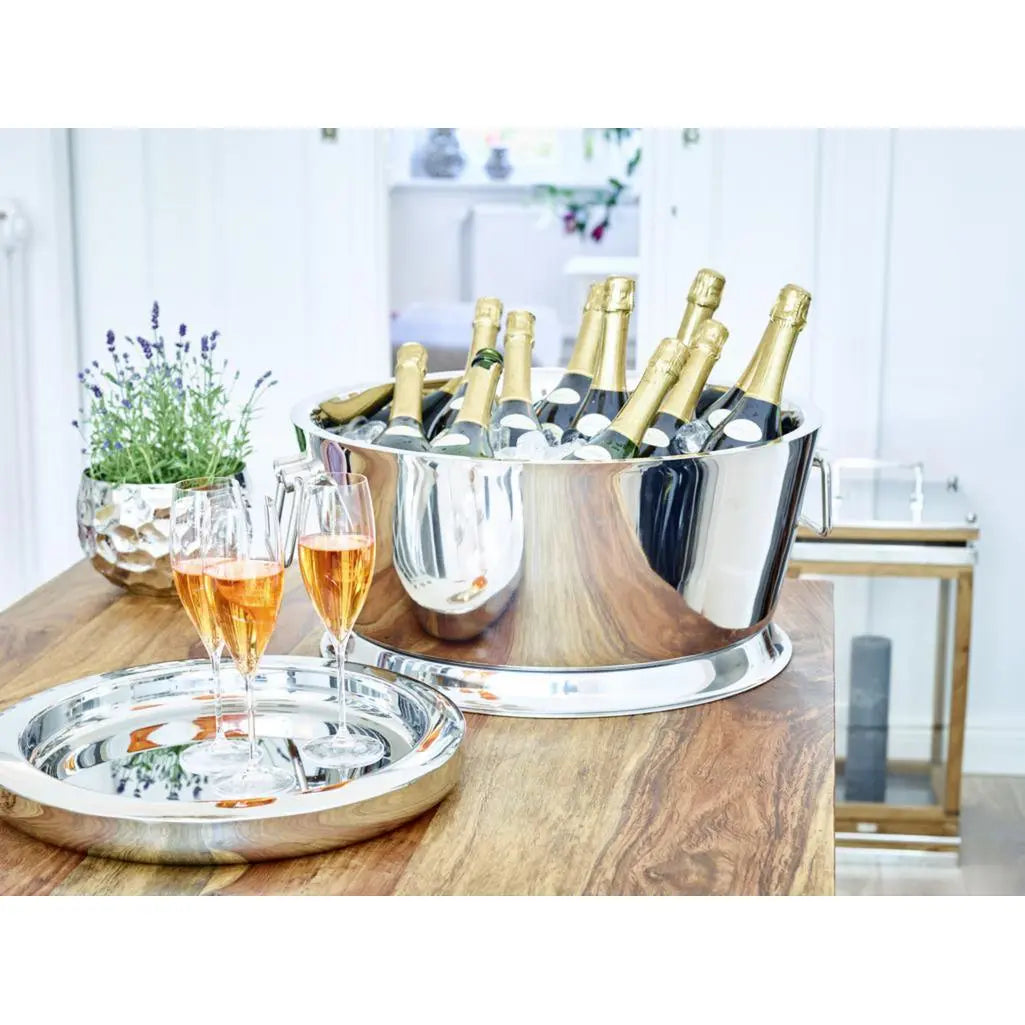 Seau à champagne EDZARD Michigan avec poignées, acier inoxydable poli brillant, double paroi, ø 53 cm, H 24 cm EDZARD-SHOP.com