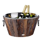 Seau à champagne EDZARD Montgomery, teck, acier inoxydable nickelé brillant, ø 46 cm, H 24 cm, poids 7,5 kg EDZARD-SHOP.com