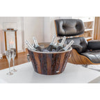 Seau à champagne EDZARD Montgomery, teck, acier inoxydable nickelé brillant, ø 46 cm, H 24 cm, poids 7,5 kg EDZARD-SHOP.com