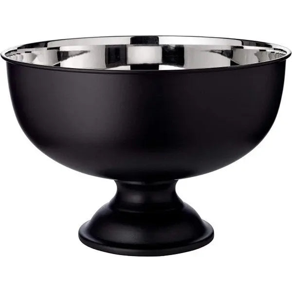 Seau à champagne EDZARD Pearl, hauteur 25 cm, ø 36 cm, extérieur noir mat, intérieur acier inoxydable poli brillant EDZARD-SHOP.com