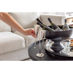 Seau à champagne EDZARD Pearl, hauteur 25 cm, ø 36 cm, extérieur noir mat, intérieur acier inoxydable poli brillant EDZARD-SHOP.com