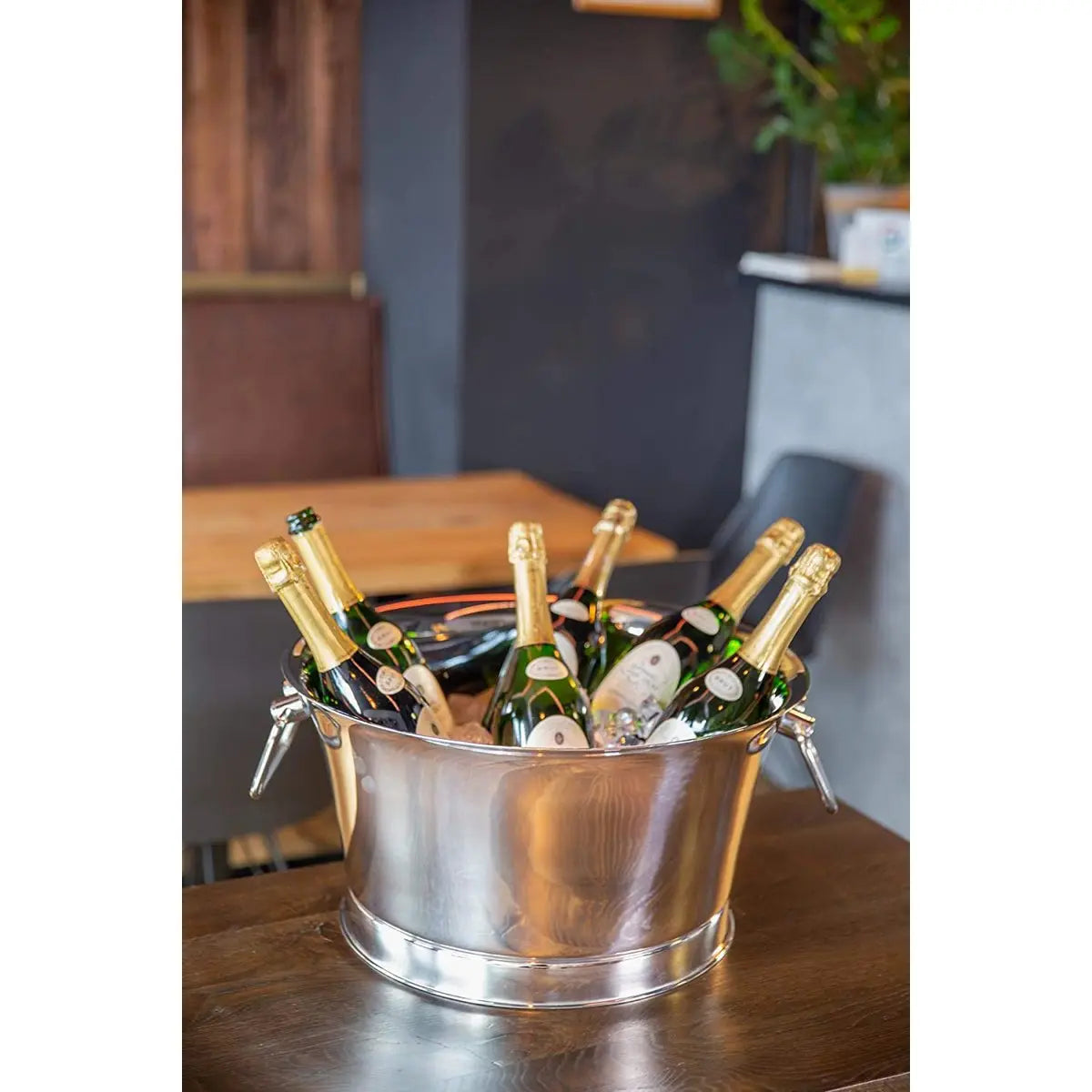 Seau à champagne EDZARD Samu, double paroi, avec poignées, acier inoxydable poli brillant, H 25 cm, ø 48 cm EDZARD-SHOP.com
