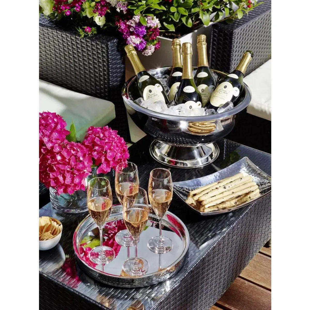 Seau à champagne EDZARD Seau à champagne Cadiz, acier inoxydable poli brillant, double paroi, diamètre 43 cm EDZARD-SHOP.com