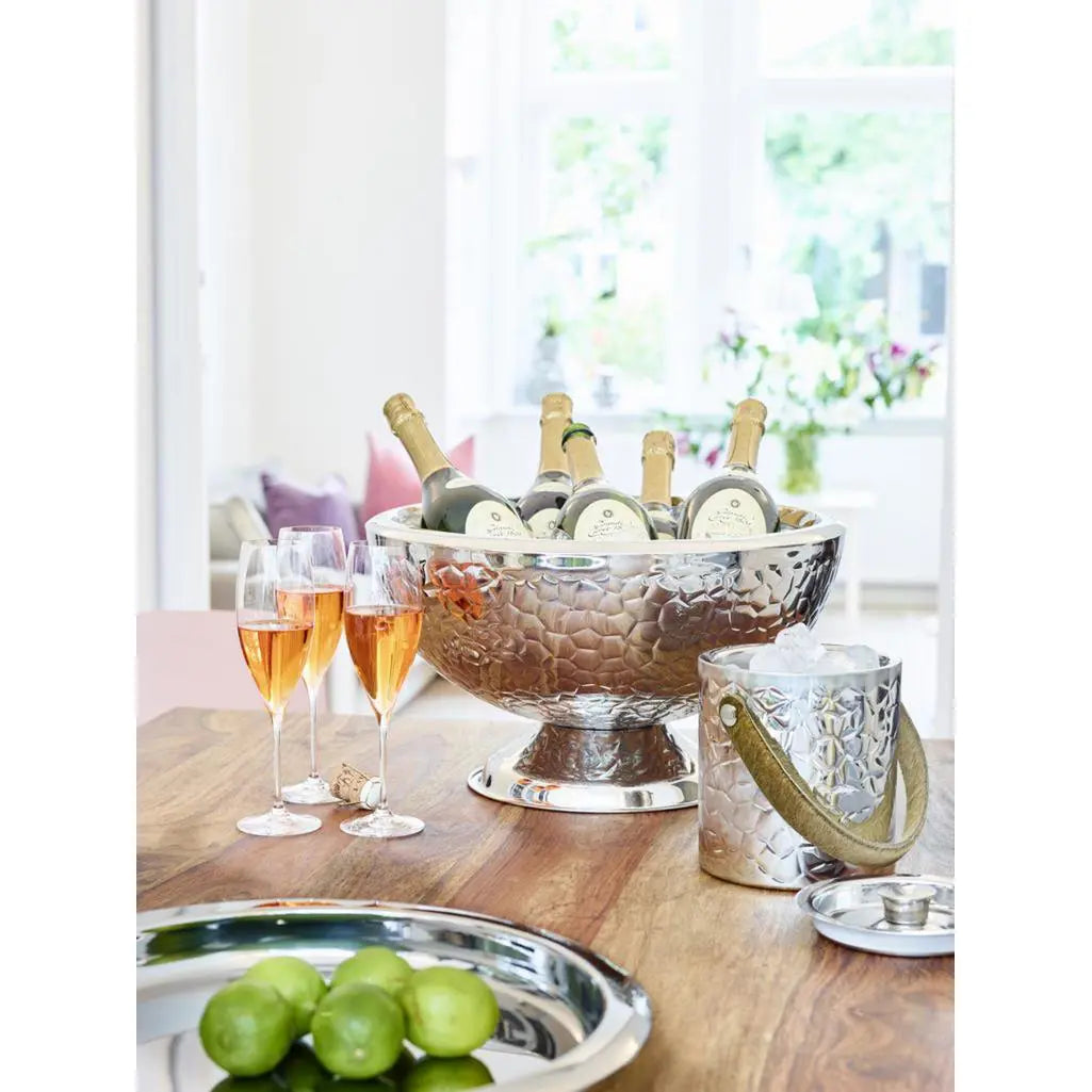 Seau à champagne EDZARD, seau à bouteilles Capri, acier inoxydable poli brillant, à motifs à l'extérieur, ø 43 cm, H 24 cm EDZARD-SHOP.com